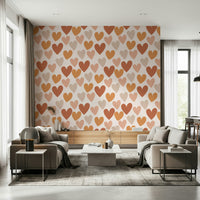 Cozy nursery Earthy Hearts Wallpaper wall covering image.