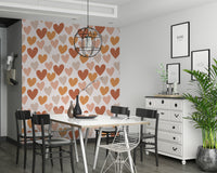 Soft blush Earthy Hearts Wallpaper and beige colors print.