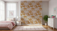Unique refined Golden Leaf Whisper Wallpaper botanical print.