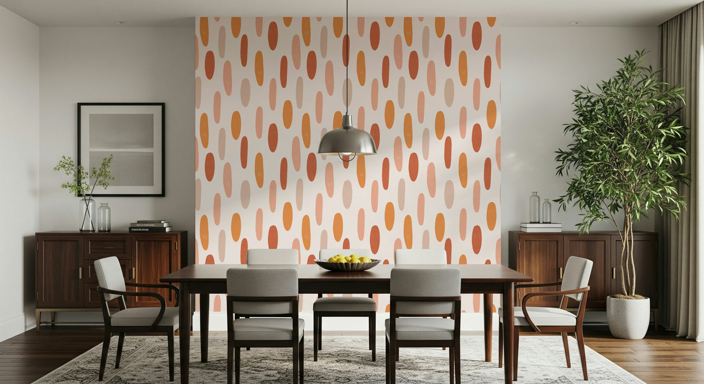 Warm abstract Terracotta Dreamscape Wallpaper oval pattern.