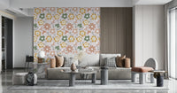 Fresh Boho Blooms Wallpaper brushstroke flower design.