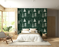 Stylish Starry Evergreen wallpaper for walls for modern holiday interiors.