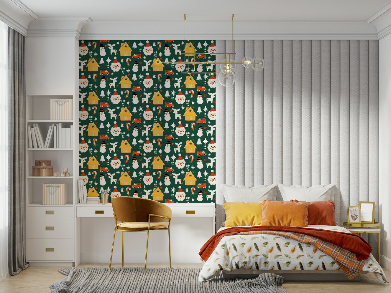 Festive Friends Forever Wallpaper featuring a joyful Santa.