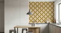 Grotesque starbursts within the Golden Star Lattice Wallpaper design.
