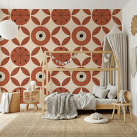 Vibrant Retro Bloom design, unique pattern, and warm color wallpaper.