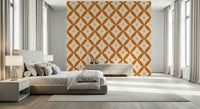 Funky Starburst Interweave wall mural, terra cotta texture, cream field.