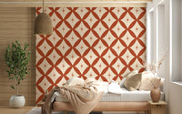 Starburst Tile Wallpaper zesty repeating diamond and star pattern.