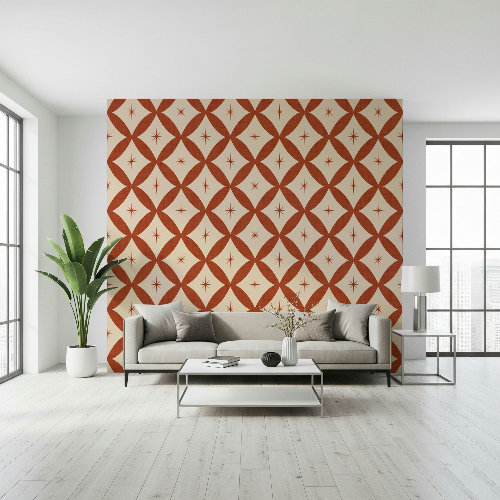 Peel and Stick Wallpaper effervescent Mid-Century Modern design.