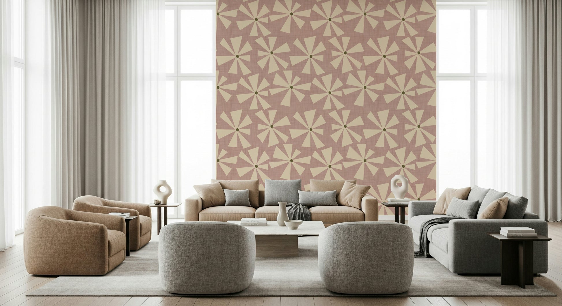 Idyllic Rose Petal Pop pattern, resplendent peel and stick wallpaper.