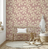 Effervescent fan-like pattern, Rose Petal Pop wall mural.