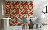Earthy Terrazzo Sunset wall mural, fantastical pattern.