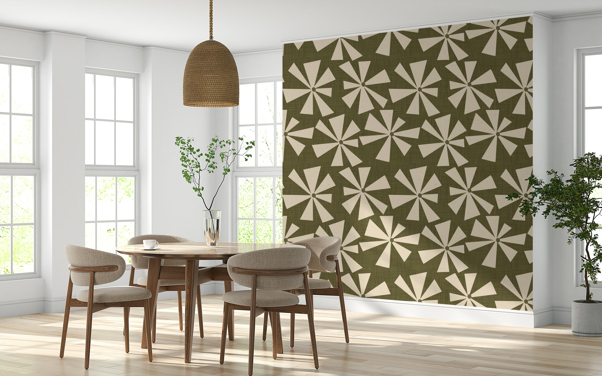 Tawny Retro Burst Pattern wallpaper peel and stick.