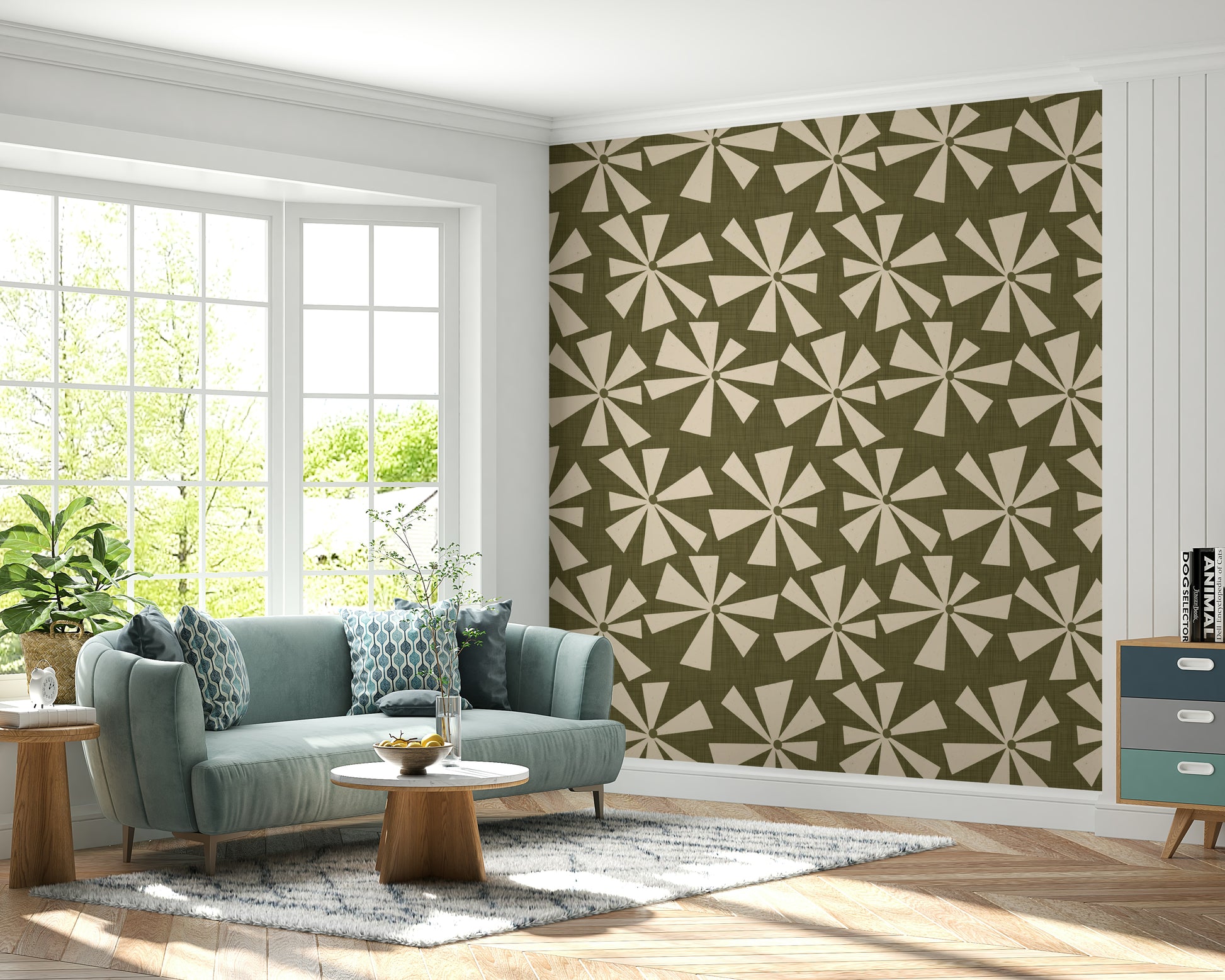 Kitschy Retro Burst Pattern wall mural, snazzy.