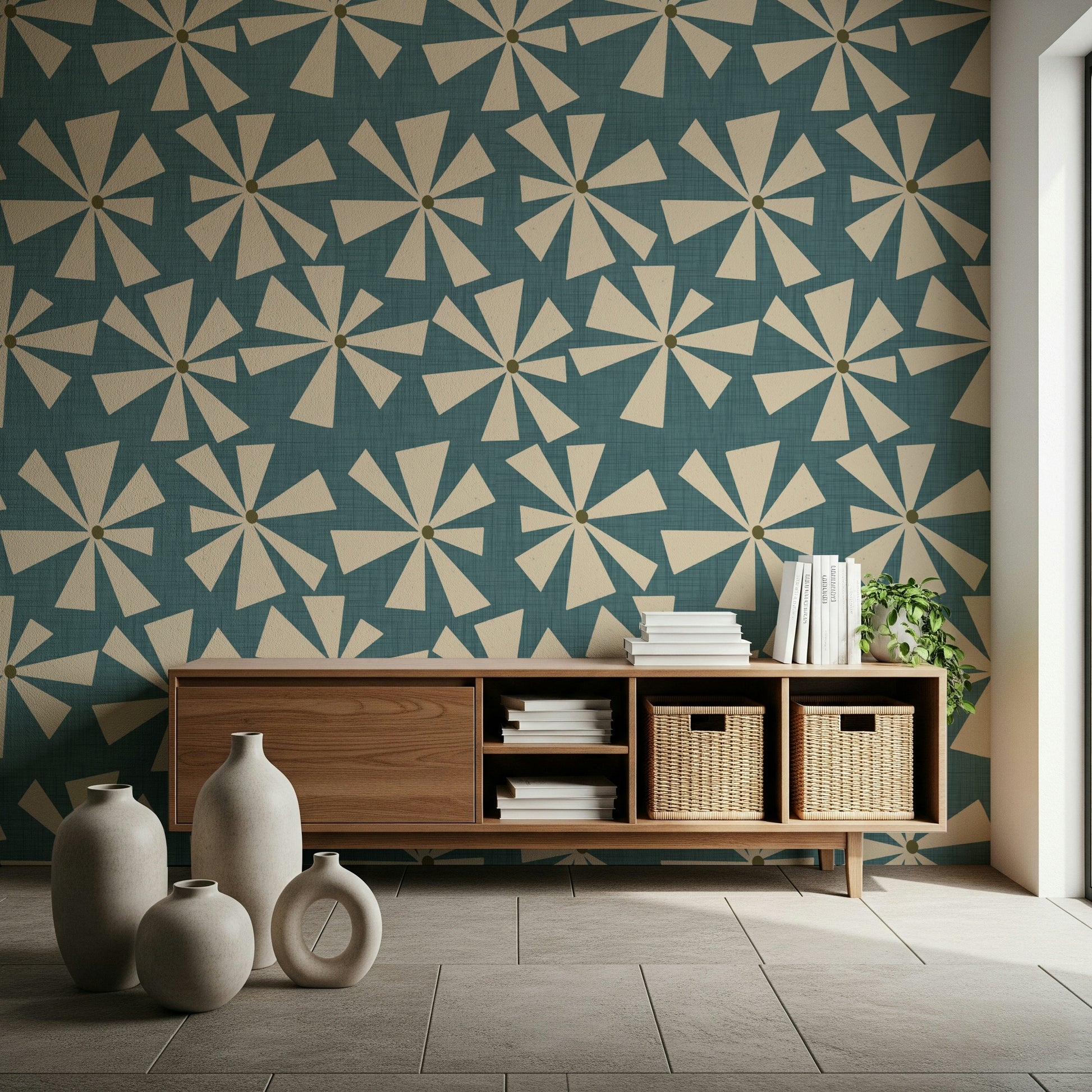 Lollygagging floral pattern: Abstract Floral Radiance seafoam splendiferous.