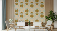 Kismet Retro Harmony Ochre quixotic peel and stick wallpaper.