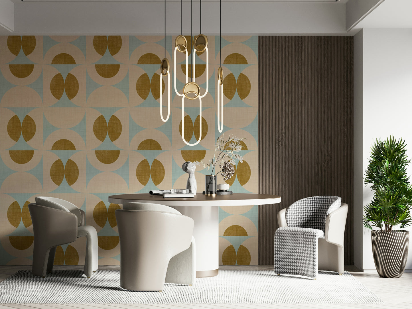 Curlicue bisque Retro Harmony Peel and Stick Wallpaper jiggery-pokery.