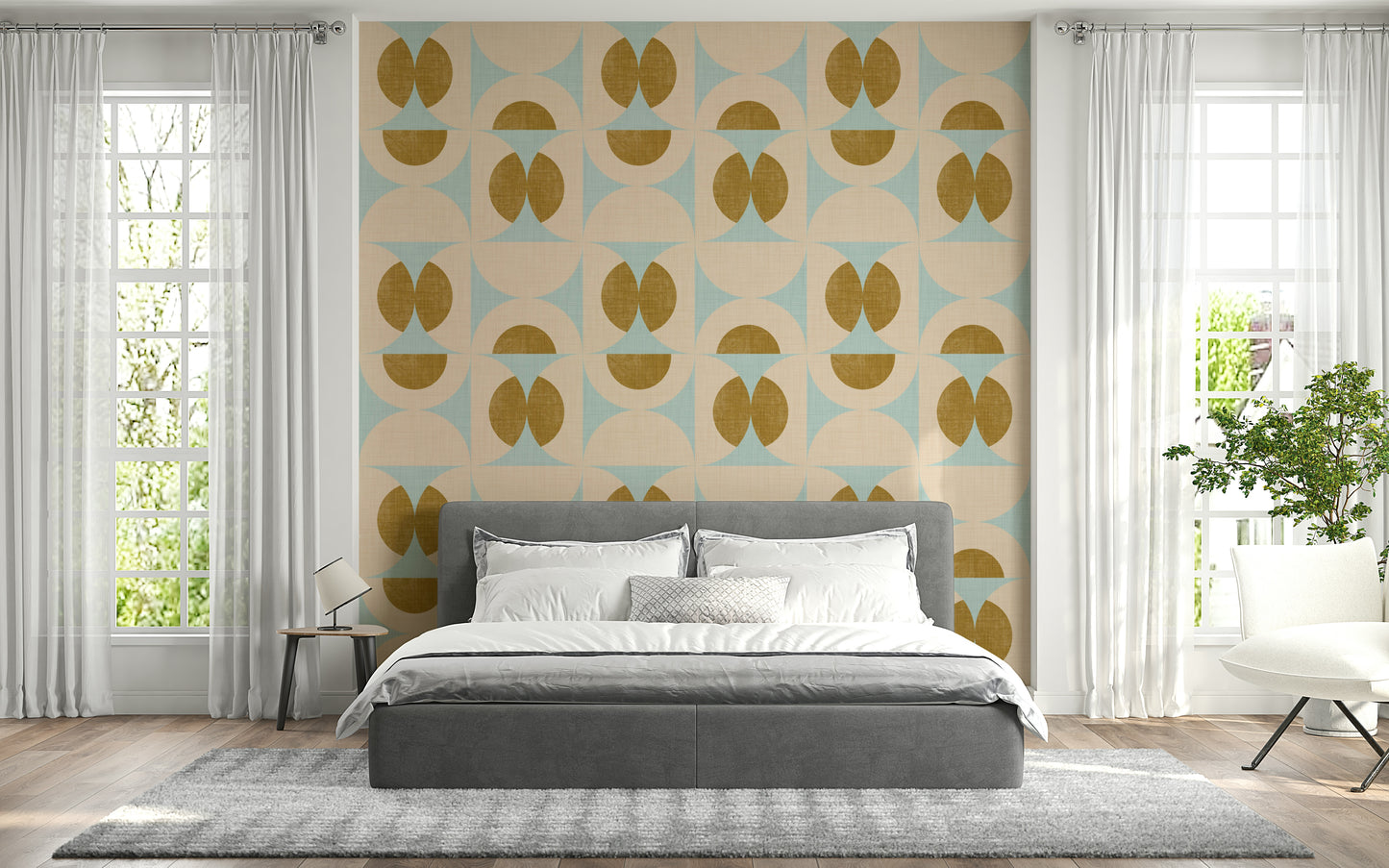 Perambulate with gossamer Retro Harmony Nifty geometric wall mural.