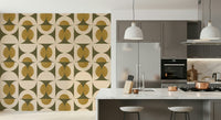 Verdant circles Mid-Century Modern Harmony, quaint wallpaper for walls pattern.