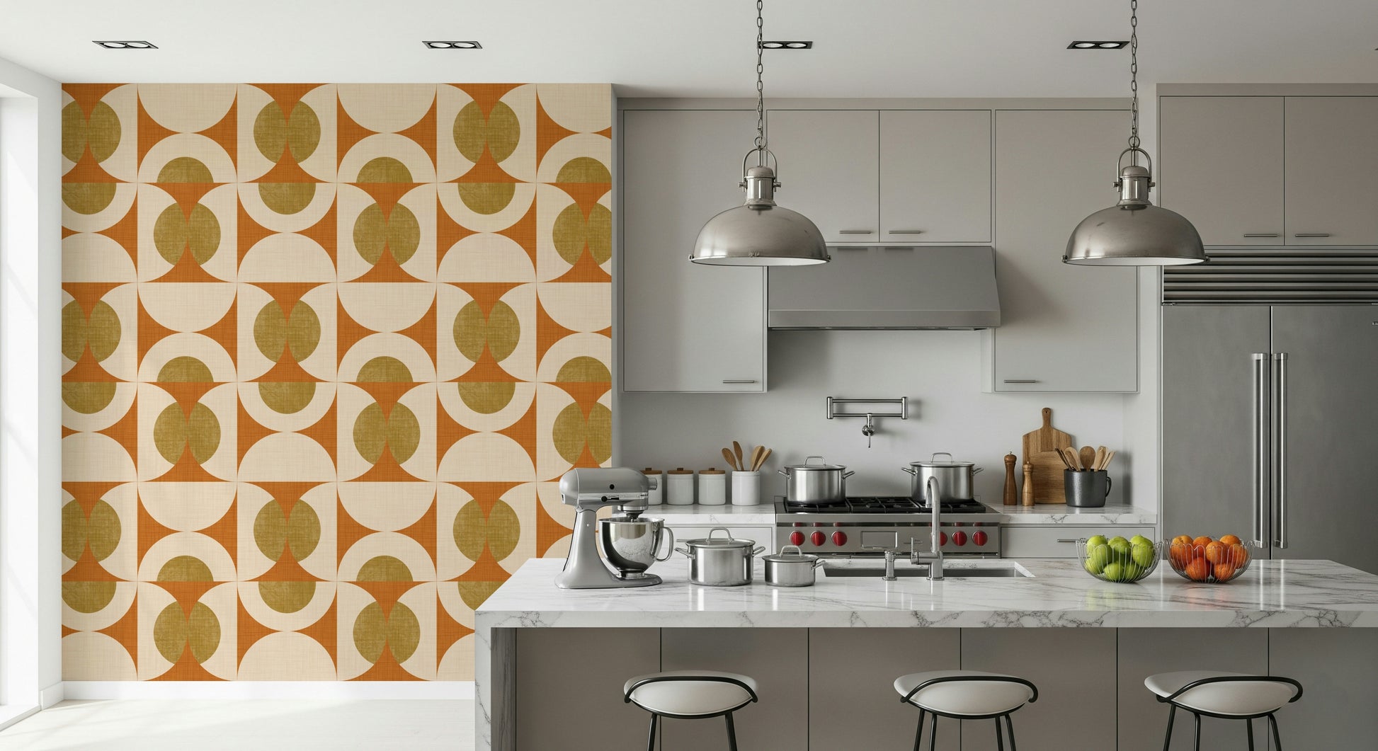 Kismet orange cream Arc Harmony wall mural, sun-soaked texture.