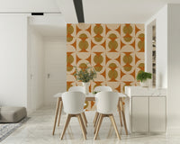 Orange, cream, gold ephemeral Arc Harmony Wallpaper for walls.