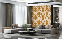 Quixotic retro design, Arc Harmony wall mural in earthy tones.