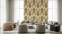 Curious tessellated sage and gold Vintage Geometric Chic Wallpaper design.