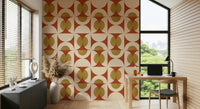 Retro Arcs Wallpaper for walls: buff interlocking circles, retro vibe.