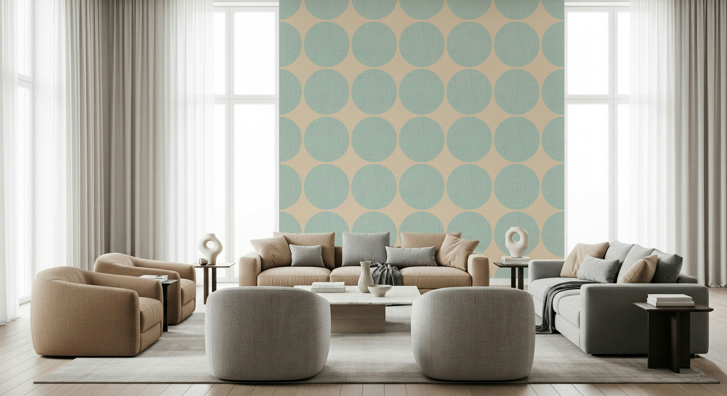 Aqua Dot Swirl Wallpaper Nautilus shapes, peachy background geometry.