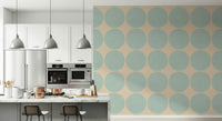 Aqua Dot Swirl Wallpaper: Cerulean bulbs, textured wall mural.