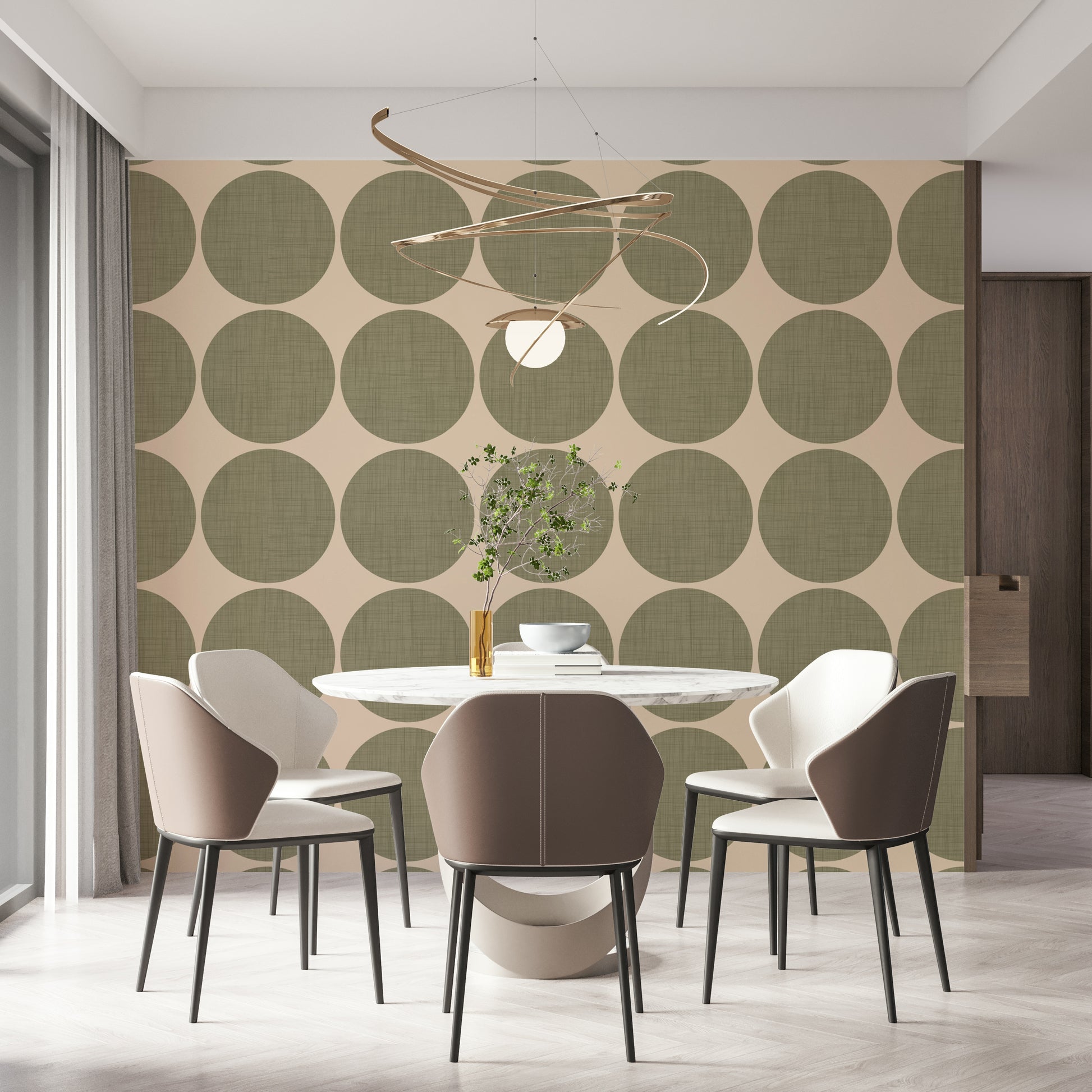Quirky large geometric Olive Circles wallpaper.