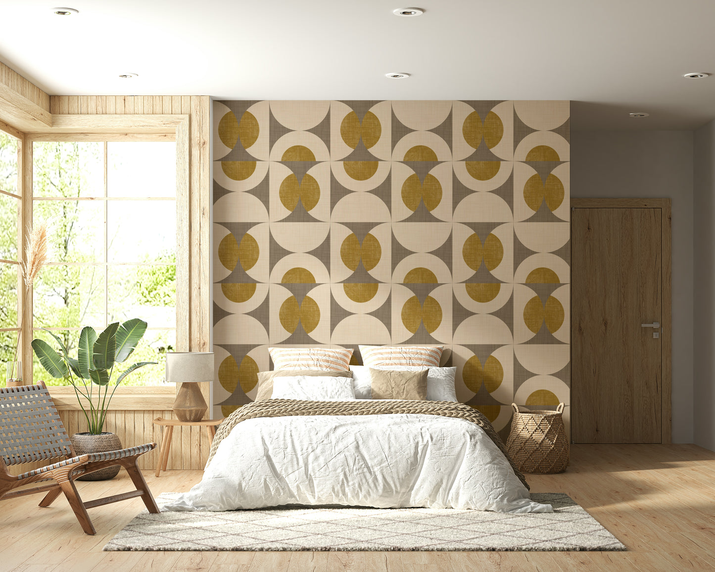 Textile Mid-Century Tiled Wallpaper Mid-Century Modern Arcs Wallpaper