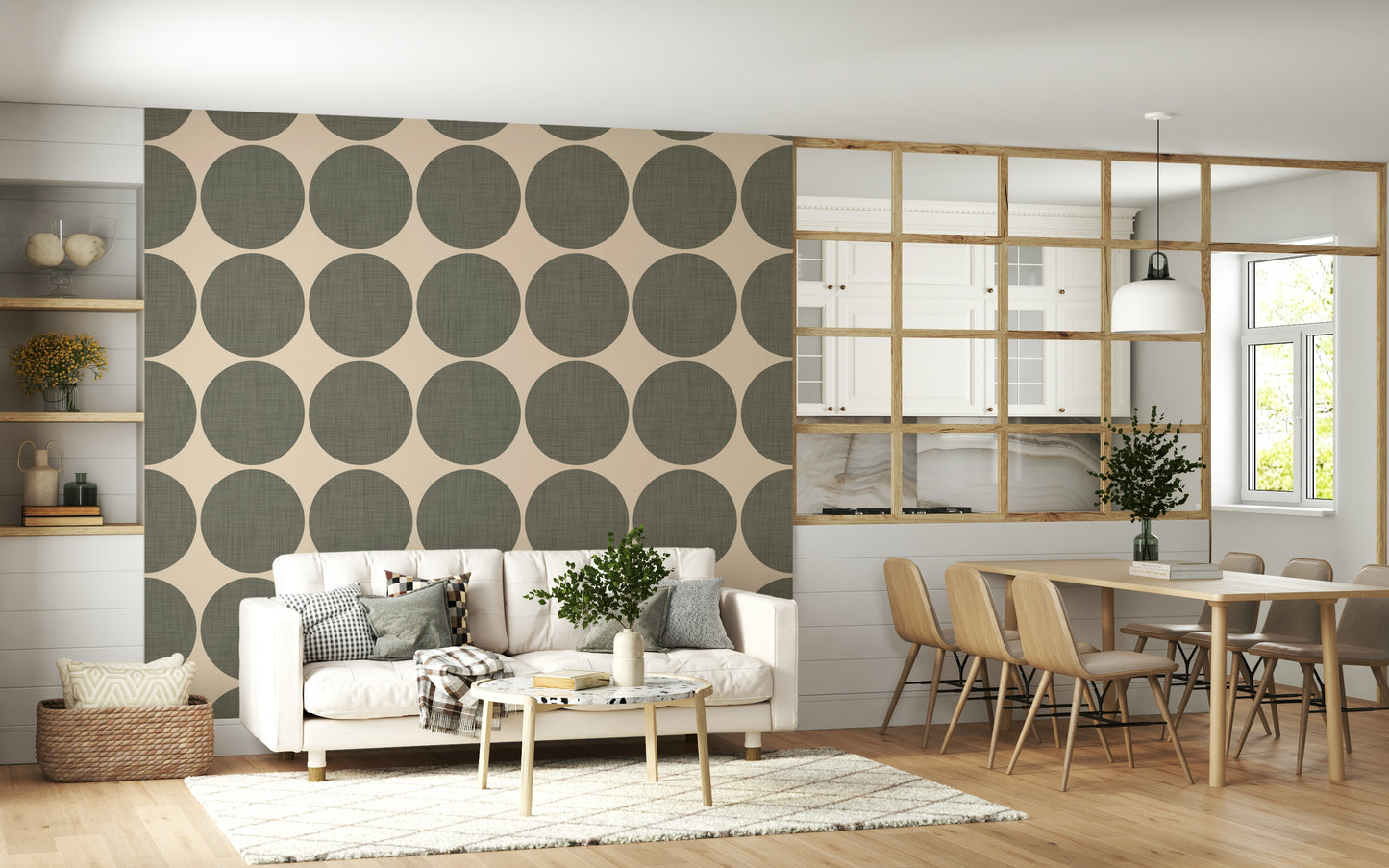 Reticulated Taupe Poka Dot Wall Mural wallpaper for walls