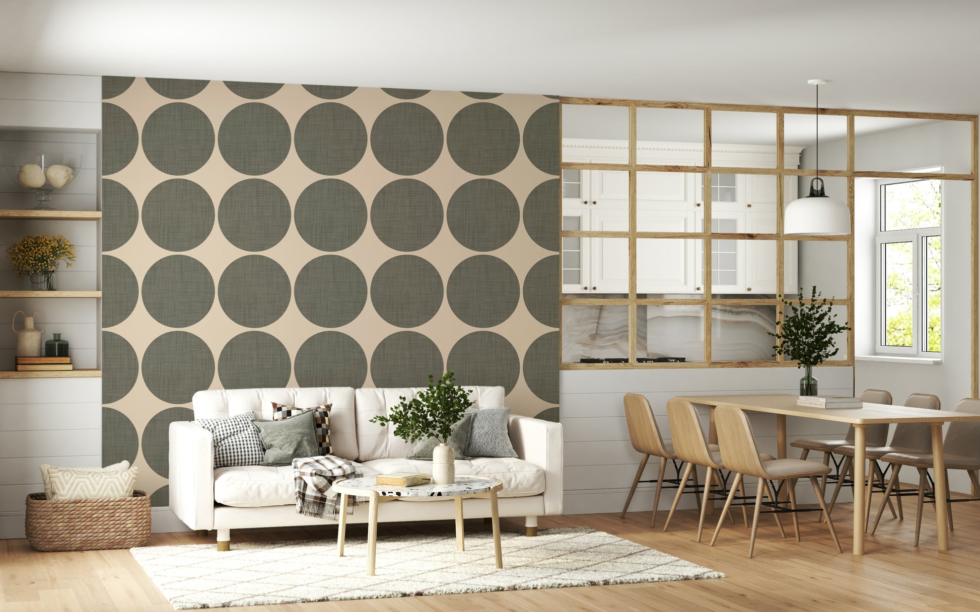 Reticulated Taupe Poka Dot Wall Mural wallpaper for walls