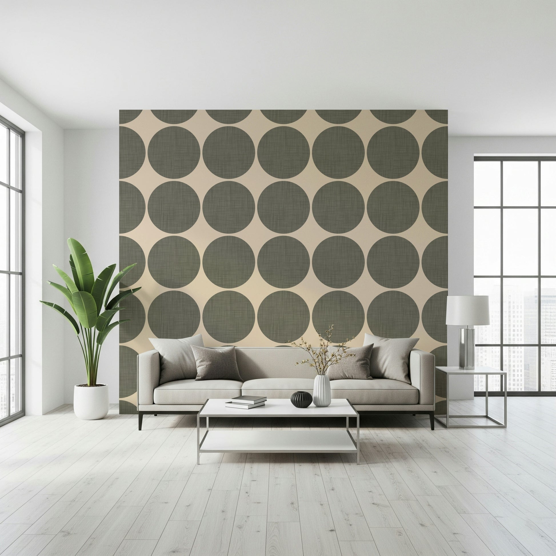 Fibrous Oversized Polka Dot Wall Mural wallpaper mural