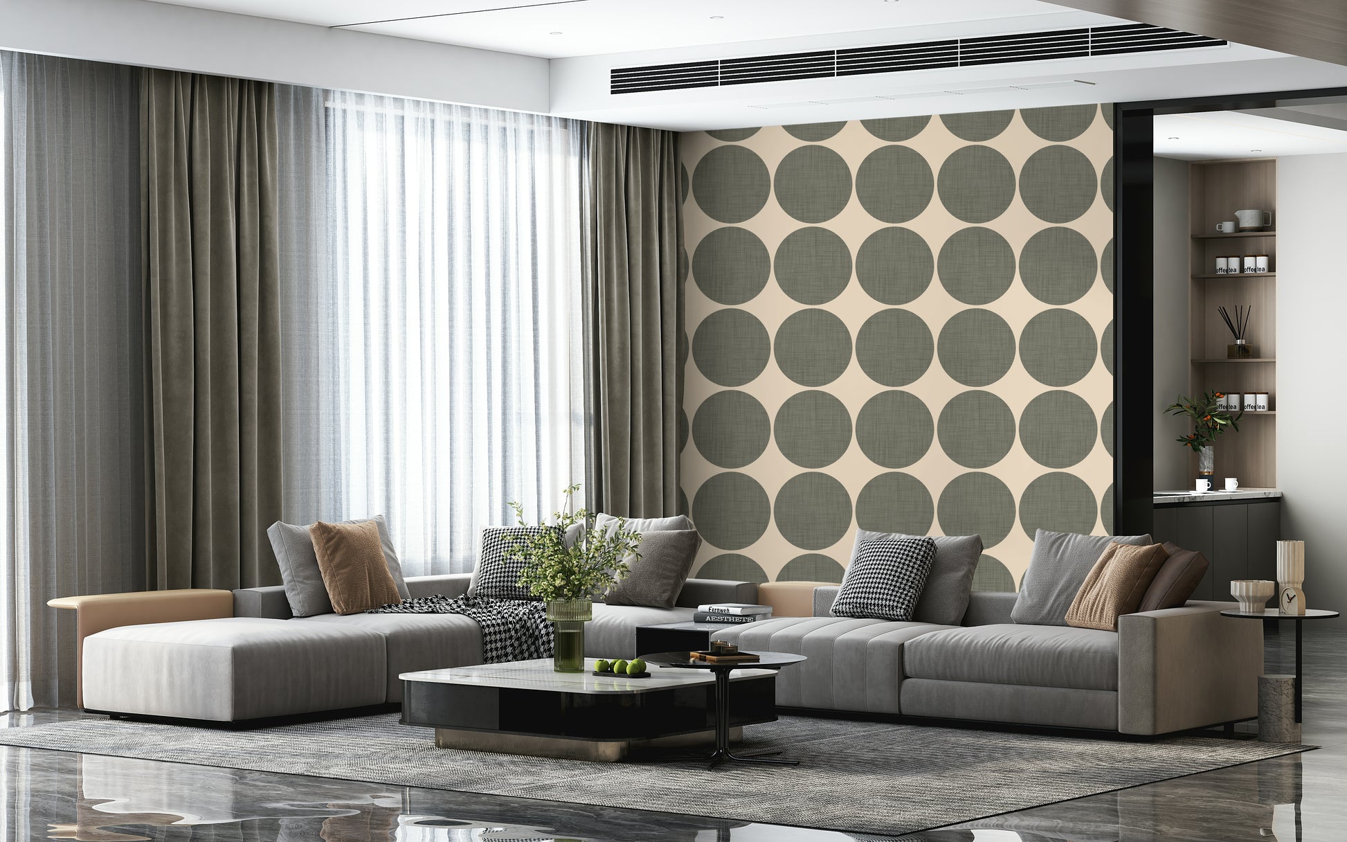 Rustic Charcoal Circle Wallpaper Textured Dots Wallpaper