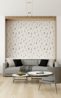 Delicate Line Art Botanical Wall Mural peel and stick wallpaper