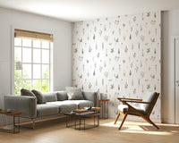 Ephemeral Flower Sketch Wall Mural peel and stick wallpaper