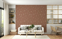 Simple white line drawings on Rustic Bloom Sketch Wallpaper mural.