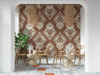Whimsical Earthy Floral Echo Wallpaper offers easy peel and stick.