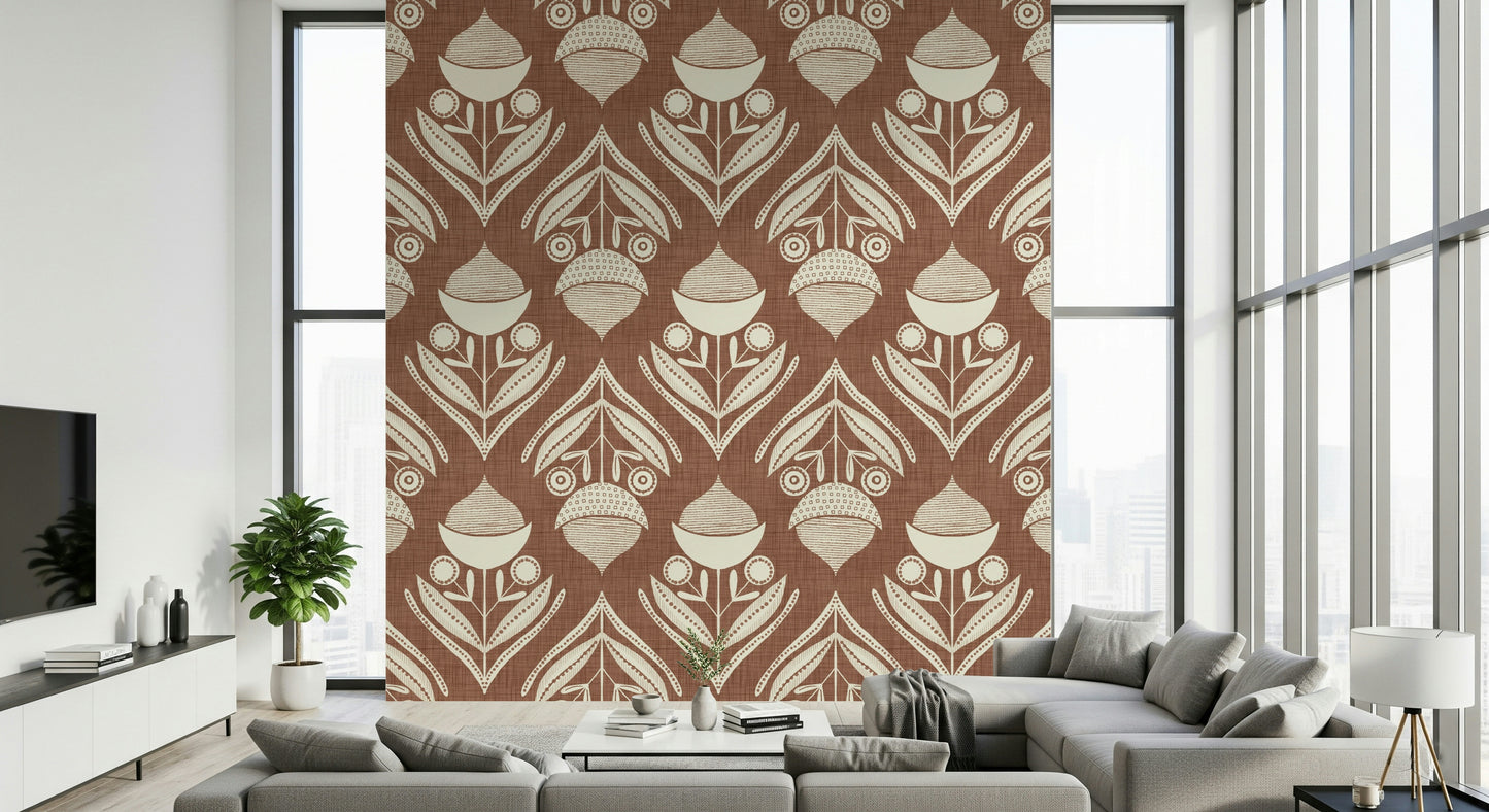 Earthy Floral Echo Wallpaper is a captivating, odd wall design.