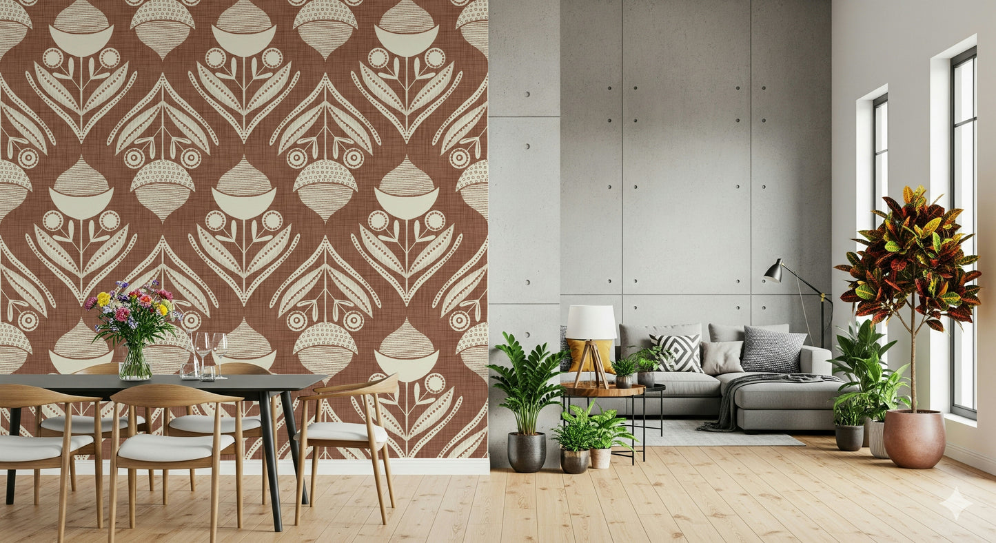 Earthy Floral Echo Wallpaper Chic Peel & Stick Art