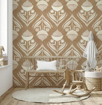 Distinctive Rustic Bloom Wallpaper in earthy brown hues.