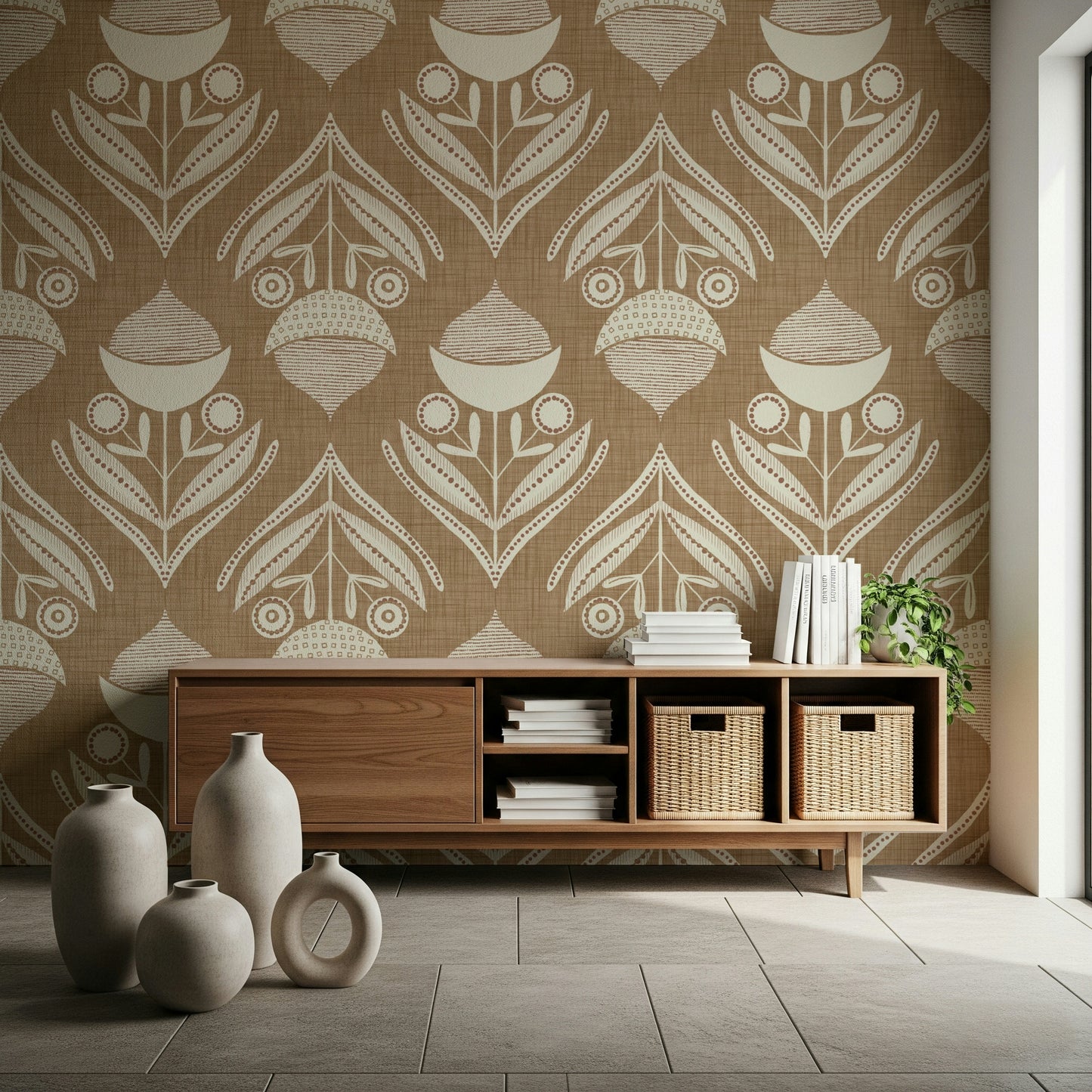 Charming Rustic Bloom Wallpaper as a beautiful wall covering.