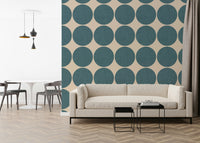 Distinct Textured Teal Arcs Wallpaper brightens any room.