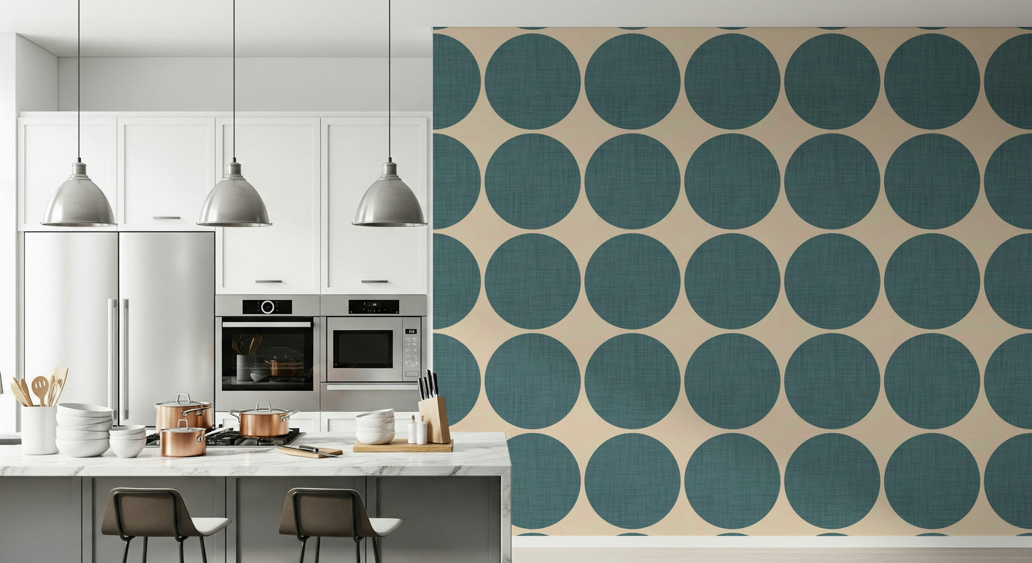 Textured Teal Arcs Wallpaper is an intriguing wall covering.