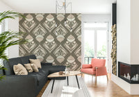 Whimsical Neutral Bloom Textile Wallpaper is modern peel and stick.
