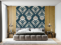 Whimsical segmented flower of Abstract Floral Bloom wall mural.