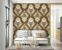 Scandi stylized leaves on the Rustic Floral Wallpaper design.