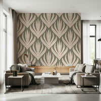 Bohemian beige motif Desert Bloom Echo Wallpaper.