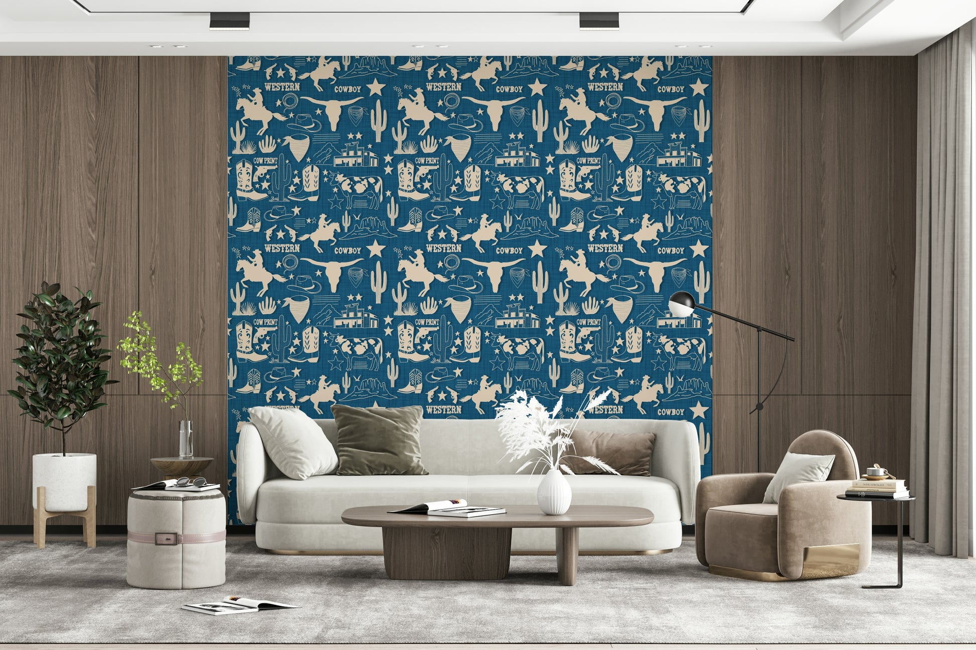 Textured paper look of Wild West Blueprint Wallpaper design.
